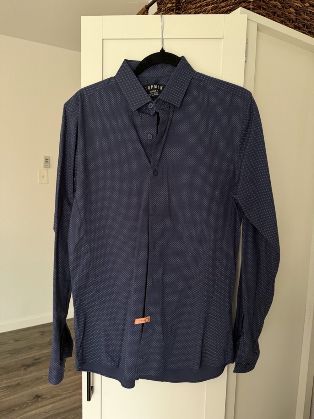 Topman Navy Microdot Button-Down Shirt